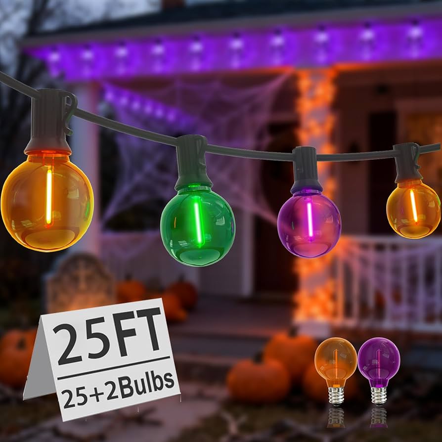 Halloween Lights Tricolor, 25Ft G40 Halloween String Lights